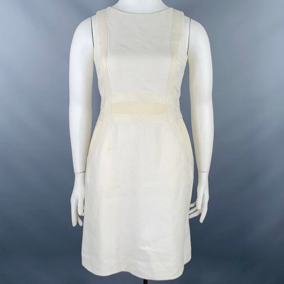 AKRIS Size 10 Cream Cotton Textured Sleeveless Dress - Picture 1 of 9